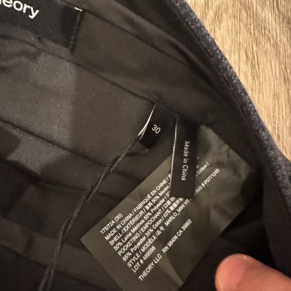 Theory Men's Merino Blend Dress Pants - Navy Micro-Check - Picture 4 of 6